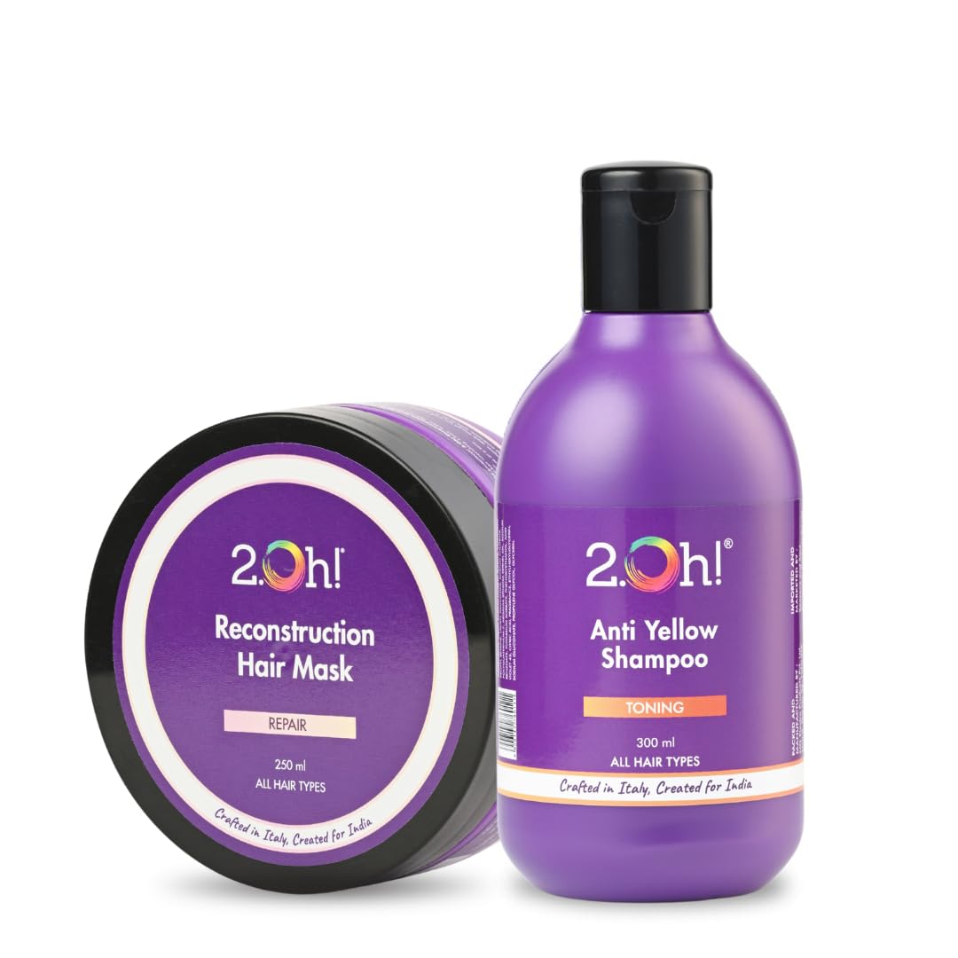 2.Oh! Italian Tone & Nourish Combo| Purple Shampoo for Grey, Coloured, Blonde, Highlighted Hair+ Reconstruction Hair Mask for Dry Frizzy Hair | Mask for Damaged Hair with Deep Conditioning Concentrate-image-13
