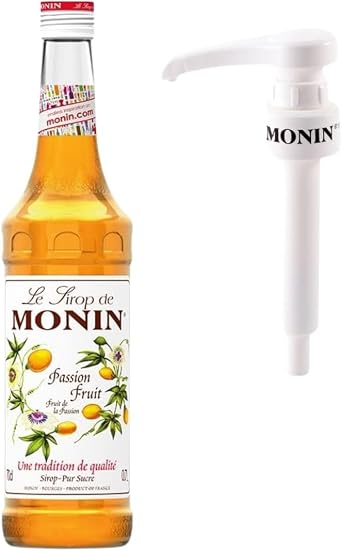 Monin Premium Passionfruit Syrup for Cocktails and Mocktails | Passionfruit Martini Flavouring Syrup | with Monin Pump
