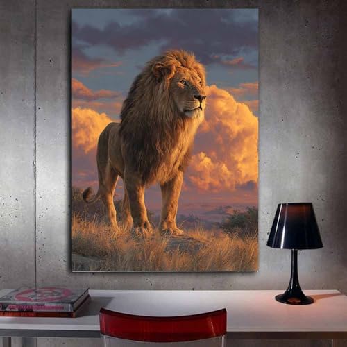 Tableau lion abstrait nuage marron pour une ambiance zen le soir - 3
