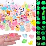 160Pcs Mini Resin Animals Luminous Tiny Resin Animal Figures to Hide 35 Types Variety Mini Animals Ducks for Easter Basket Supplies Micro Landscape Aquarium Decor Fairy Garden Dollhouse Accessories