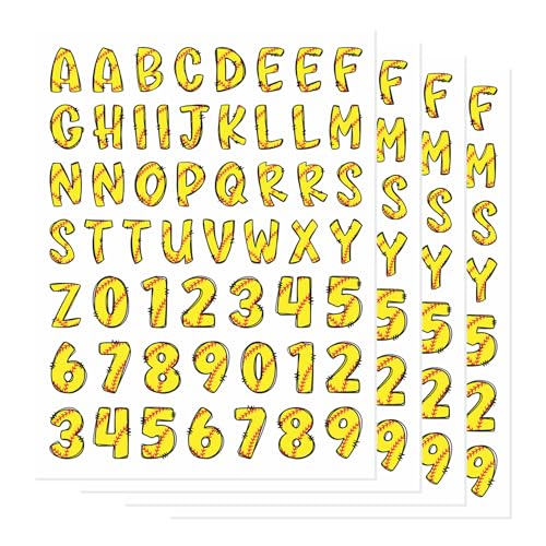 216 PCS 4 Sheets Letters Numbers Baseball Softball Helmet Stickers Name Decal Vinyl Sticker for Hard