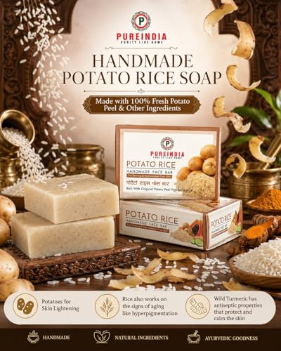 Image of Potato Rice Soap for Natural Skin Whitening and Pigmentation, Minimizes Open Pores, Removes Impurities | The Natural Way of Skin Whitening 100-gm Pack of -1