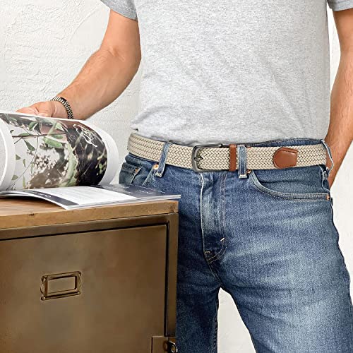 Image of CHAOREN Stretch Belt Men 2 Pack - 1 3 /8 inch Braided Golf Belts For Men - Casual Elastic For Pants and Jeans