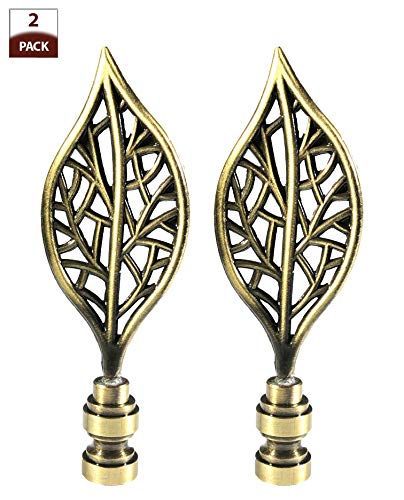 Image of Royal Designs, Inc. Decorative Leaf Lamp Finial, Antique Brass, Pack of 2