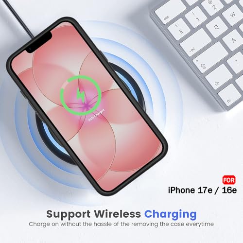 Image of TheGiftKart for iPhone 16e / iPhone 17e Case, Hard Clear Back Cover, Non-Yellowing Back, Raised Bumps for Camera & Screen Protection, Hybrid Protective Transparent Cover Case (PC & TPU, Black Sides)