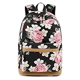 Neuleben Rucksack Schulrucksack mit Blumenmuster für Damen Mädchen Rucksäcke Daypack Schultasche Schulranzen (Schwarz)
