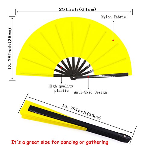 Amajiji Large Folding Fan Rave Fan Popping Fans for Line Dancing Clacking Fans for Boots On The Ground Dance,Party,Decoration,Festival - Thumbnail 2