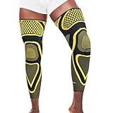 IZWEAR Full Leg Compression Sleeve(PAIR) - Copper Infused Long Knee Brace, Leg Stabilizer Brace for Arthritis, Tendonitis, ACL, MCL, Running, Workout - Thigh& Calf Support for Men & Women