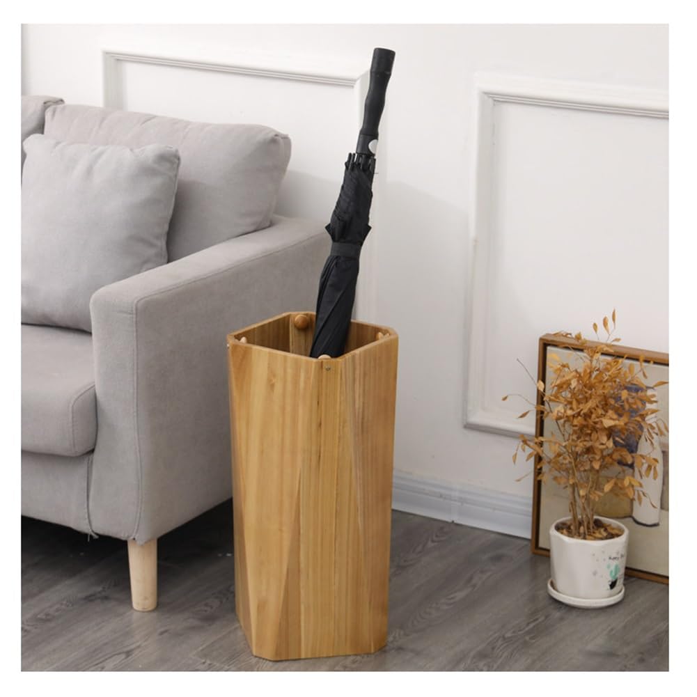 Porte-parapluie en bois vintage pour un couloir chaleureux