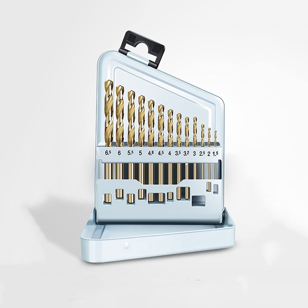 Set di Punte elicoidali in Cobalto M 35 Punte elicoidali metriche con Codolo Dritto Punte per Trapano in Metallo Resistenti al Calore 1,5-6,5 mm 13 Pezzi (Color : B) (Metallic)