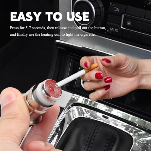Image of Car Cigarette Lighter, Pop-Out Car Cigarette Lighter, Metal Plastic Construction Cigarette Lighter, 12V Lighter Plug Auto Replacement Accessories Fits for Most Vehicles Socket
