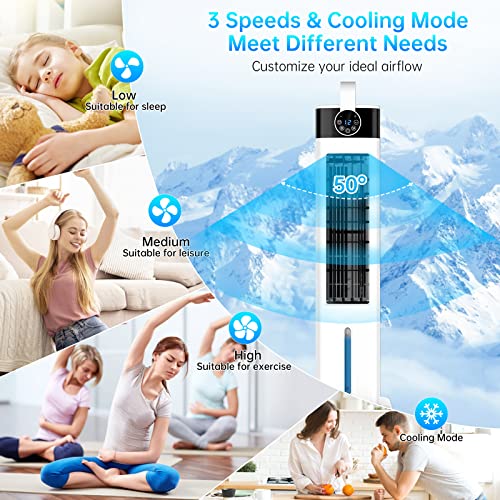 Portable Air Conditioners, Evaporative Air Cooler & Air Conditioner For Room W/3 Speeds & Cooling Mode, 52° Oscillation, 12H Timer, Remote, Portable Ac Swamp Cooler For Room Home Office #TOP2