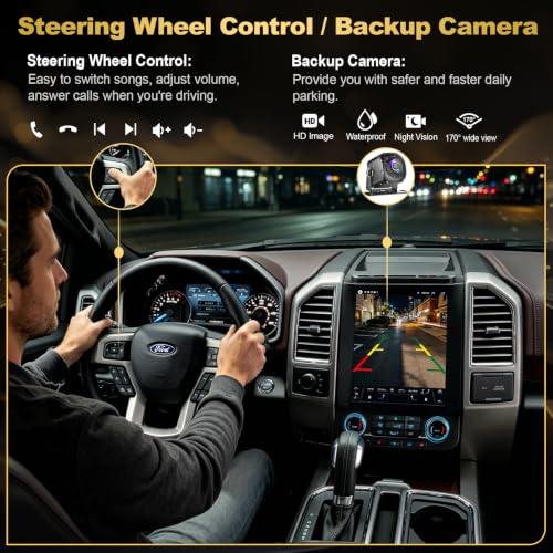 Image of for Ford F150 2015 2016 2017 2018 2019 2020 Android 15 Car Stereo 8-core, 12.1 Inch IPS Touch Screen Car Radio with Wireless Carplay /Android Auto,GPS, WiFi, Bluetooth, FM, DVR
