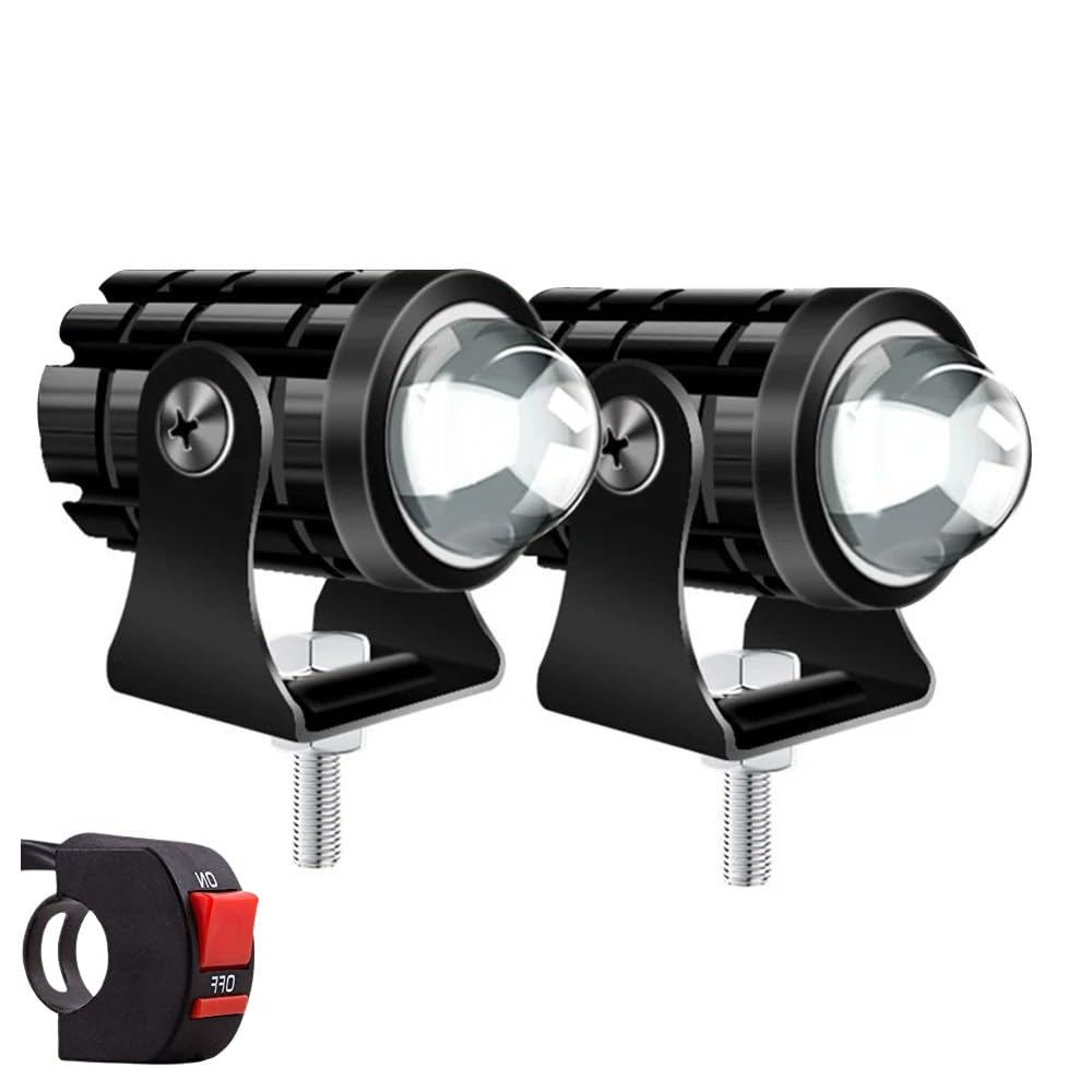 Universal Fog Light Lamp Projector Mini driving Lens Spotlight Led for Motorcycle, Scooty, e-rikshawHeadlight White and yellow set of 2