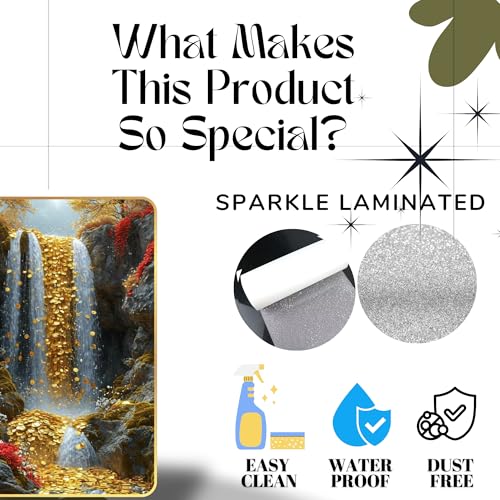 Image of Arkasto Golden Coin Waterfall Wall Painting for Home & Office | Vastu Wealth & Prosperity Wall Art | Modern MDF Wall Frames for Living Room, Bedroom & Decor (Style-05, 12x18 inch)