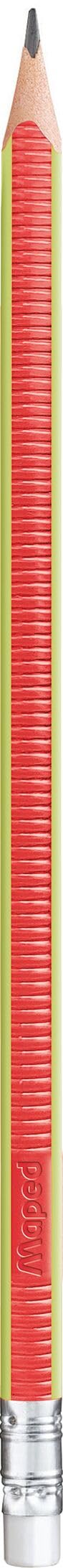 Maped - Crayons à Papier d’Apprentissage Surface Anti-dérapante - Corps texturé pour Faciliter la Préhension - Avec Gomme Blanche - Pot de 72 Crayons-Gris