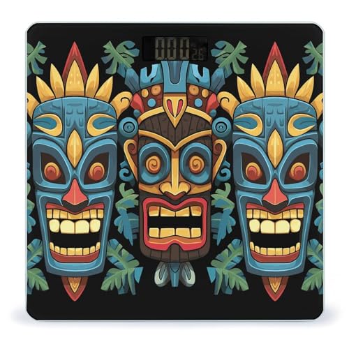 Báscula de baño digital con diseño Colorful Tiki Mask miniatura 1