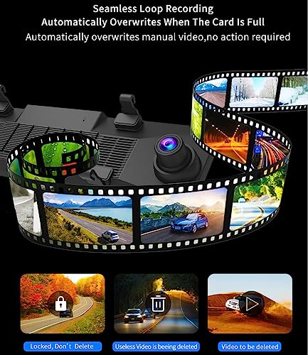 XRC TECH Câmera dupla de 11,26 polegadas 4K + 1080p câmera veicular Android espelho retrovisor autom