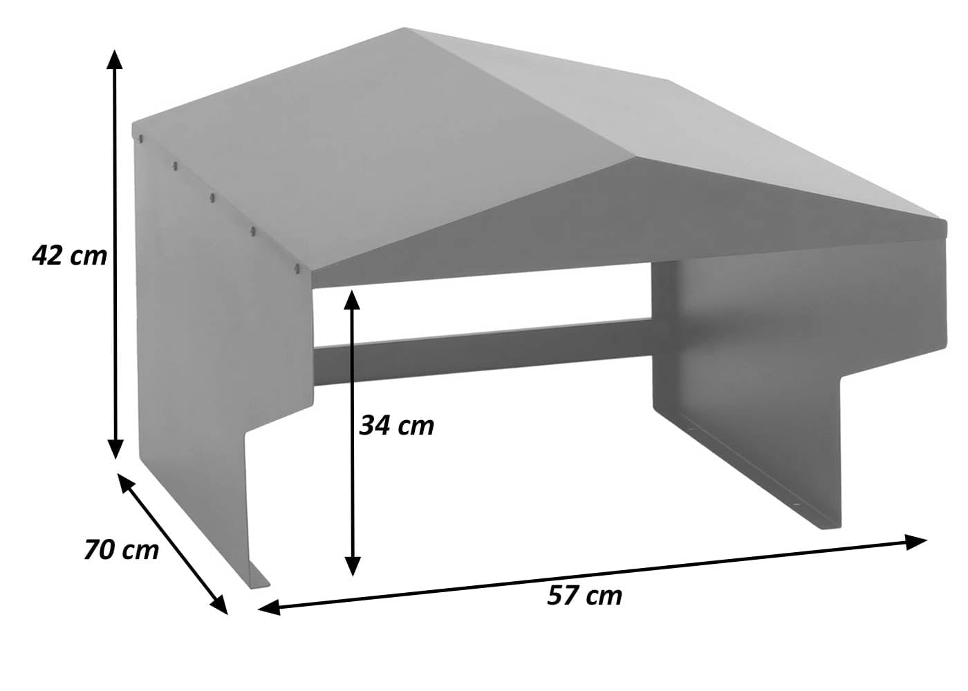 Mähroboter-Garage HWC-Q71, Rasenroboter-Überdachung Dach Unterstand für Rasenmäher, Metall 42x57x70cm - anthrazit