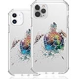 HUIYCUU for iPhone 12/12 Pro 6.1' Case, Shockproof Anti-Slip Cute Rose Animal Print Clear Design Pattern Funny Slim Crystal Soft Bumper Girl Women Cover Case Compatible with iPhone 12 Pro, Turtle