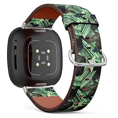 CJBROES Replacement Leather Watch Band, Compatible with Fitbit Versa 3 and Fitbit Sense of Wristband Bracelet Accessory - Urban Design Mixed