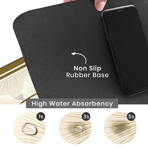 Image of Yellow Weaves Washer & Dryer Cover for Top, 60 x 60 cm, Washing Machine Top Protector Mat for Kitchen /Laundary Room, Water Absorbing, Dustproof, Scratch Resistant & Non-Slip (Floral Beige)