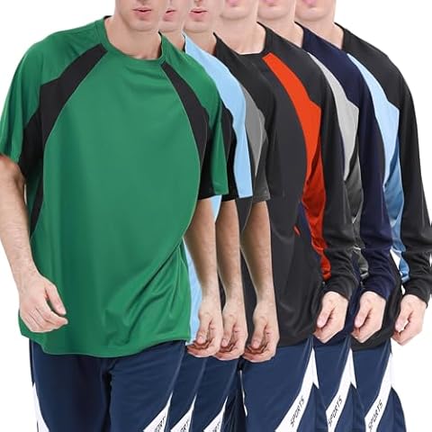 6 Pack Men's Loose Fit Athletic T-Shirts+Long Sleeve Shirts for Men Quick Dry Short Tshirts Crew Neck Outdoor Workout Tops Cover