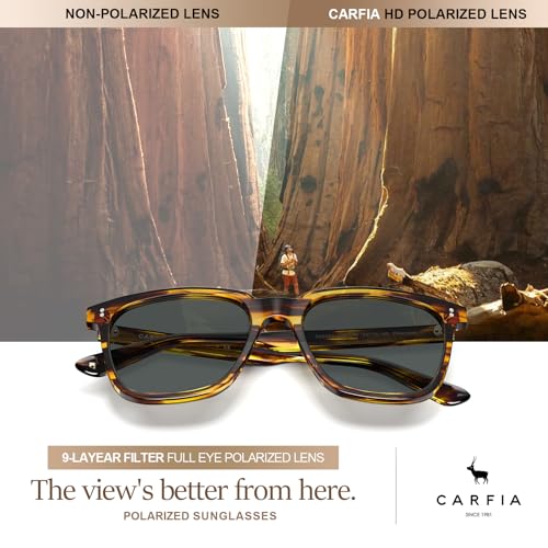 CARFIA Acetate Polarized Sunglasses for Men Womens UV400 Protection Classic Retro Square Shades Driving Glasses — view 5