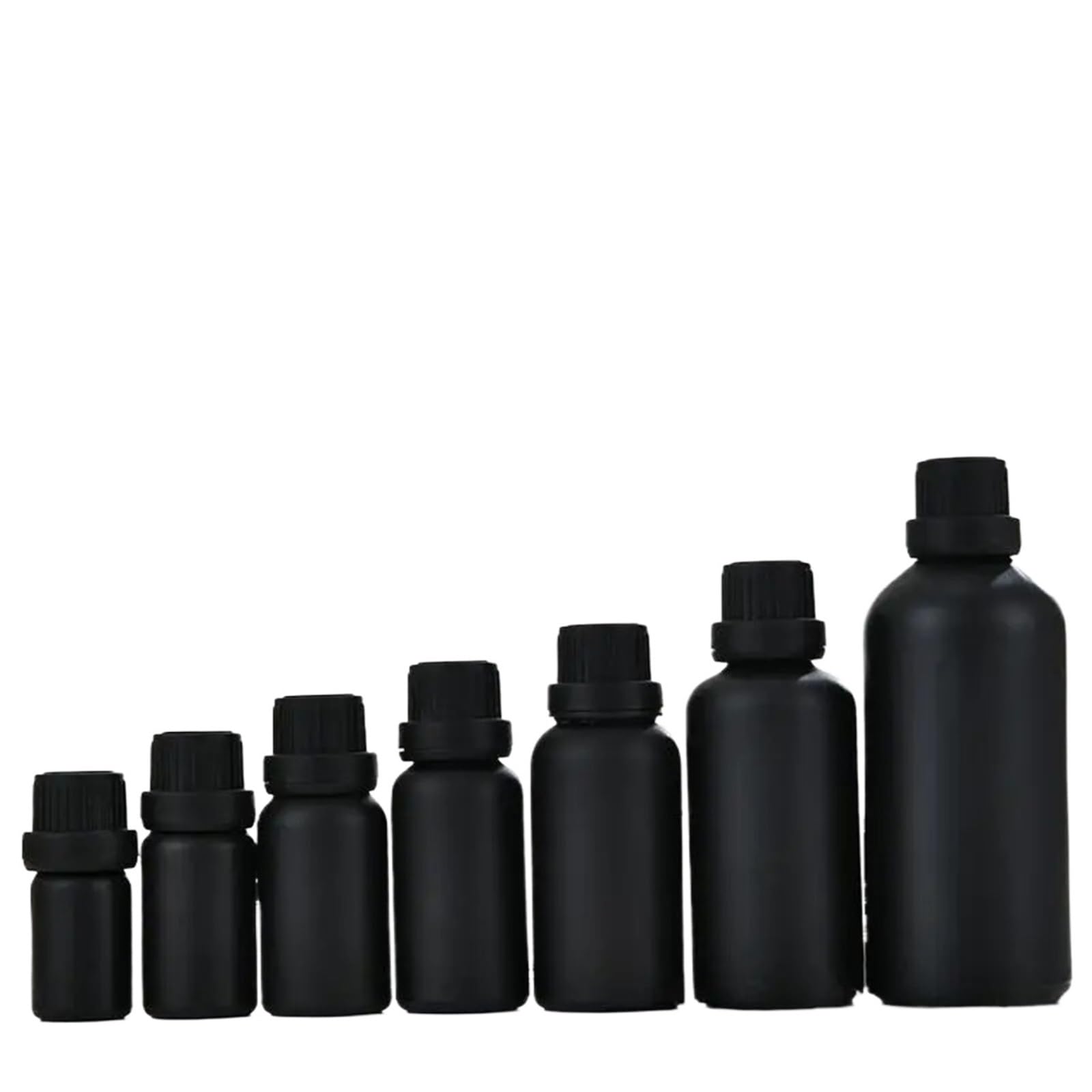 Gotero 10 Uds 5/10/20/30/50/100ml botella cuentagotas esmerilada negra contenedor de almacenamiento cosméticos aceite esencial vidrio recargable(Big Anti-thef Cap,30ml 10pcs)