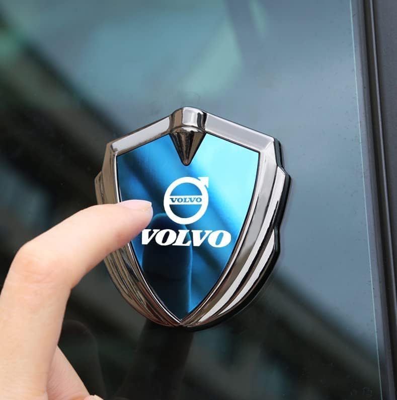 2x Emblèmes Volvo Ailes Portes Coffre Chrome Gris Bleu 40 40