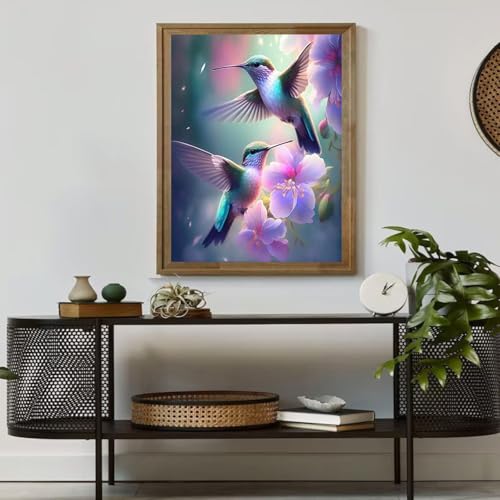 Image of BXXRBX Hummingbird Stamped Cross Stitch Kits for Adults- Embroidery Kit for Adults Bird, DIY Colorful Embroidery Needlepoint Kits for Wall Decor Arts and Craft 12x16inch