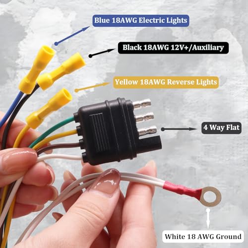 Image of 4 Way Flat to 7 Way Blade and 4 Pin Flat Trailer Wiring Adapter,7 pin Trailer Connector,Truck Trailer Plug,Dual-Output 7 and 4 Trailer Light Connector with Mounting Bracket for Truck RV