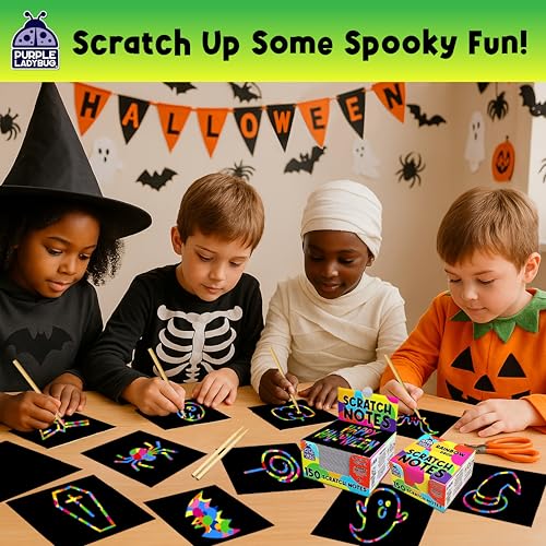 purple ladybug 150 rainbow scratch art mini notes - stocking stuffers for kids girls amp teens gift arts and craft supplies christmas crafts activity kit birthday party classroom school supplies