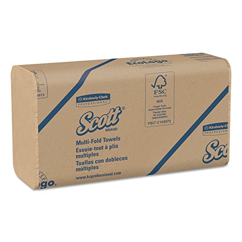 Scott Essential 100% Recycled Fiber Multifold Paper Towels (01801), 9.2” x 9.4”, Brown