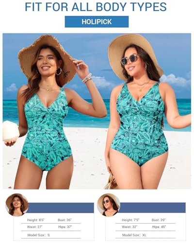 Image of Holipick Women Tummy Control One Piece Swimsuit - Push Up Bathing Suit Full Coverage Slimming Swimwear