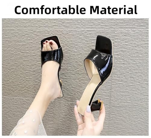 Women's Mule Sandals Open Square Toe Heels Chunky Block Heels Slip On Sandals For Summer4