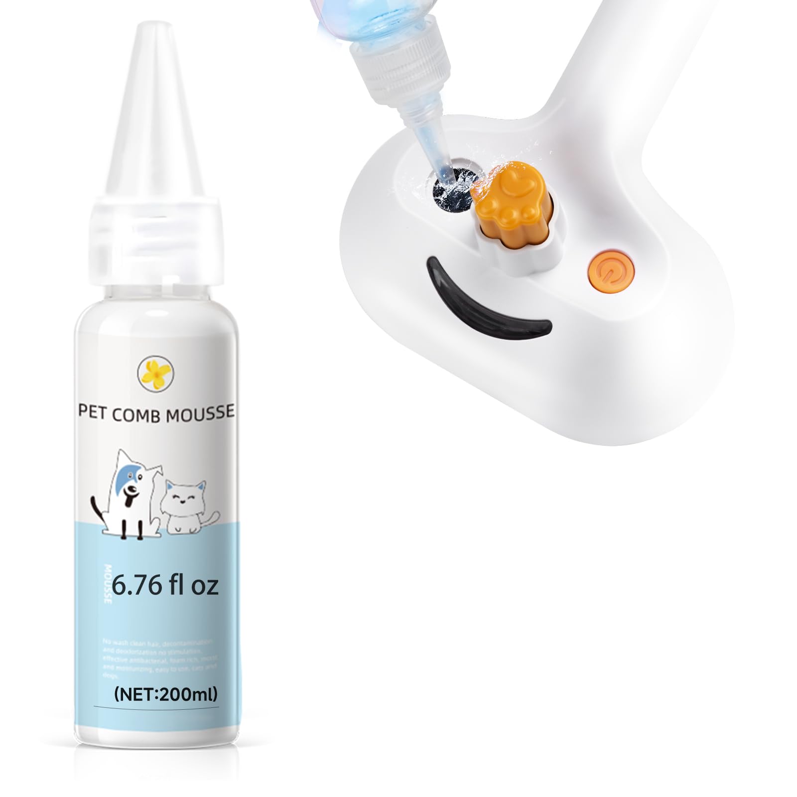 Pet Steam Brush Spray Refill for Dogs & Cats – Concentrated Waterless Shampoo, Pet Comb Leave-In Serum, 3-in-1 Grooming Spray Comb Mist, 1*Shampoo(Steam Brush not Included)