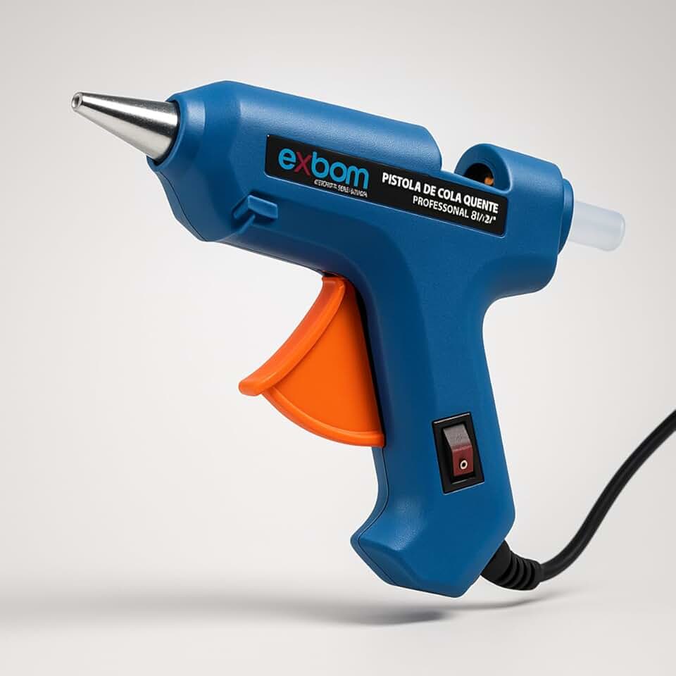 Pistola de Cola Quente Profissional Exbom 20W Bivolt Automático com 2 Bastões – Alta Potência e Precisão