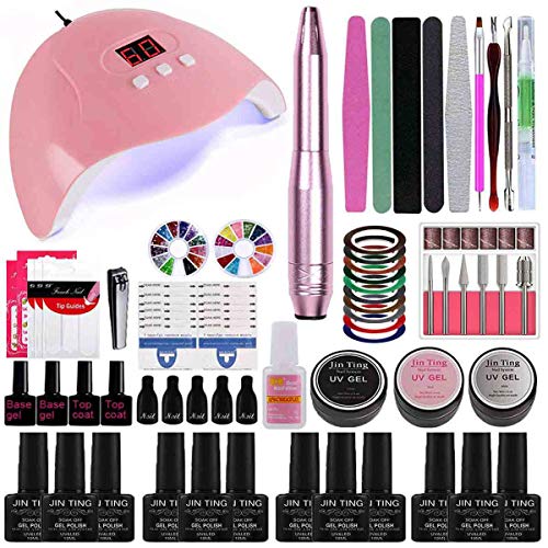 Gormy Gel Nail Polish Kit with UV Light/UV Led Nail Lamp 36w Dryer,12 pcs color Gel Nail Polish Base Gel Top Coat,Gel Nail Polish Kit and Nail File/Electric Nail Drill for Women Nail Art