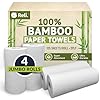 Reli. Bamboo Paper Towels (4 Pack, Jumbo) | Paper Towels Rolls 2 Ply | 125 Sheets/Roll, Full Size Sheets | Unbleached, Organic Rolls for Kitchen, Bathroom | 100% Bamboo