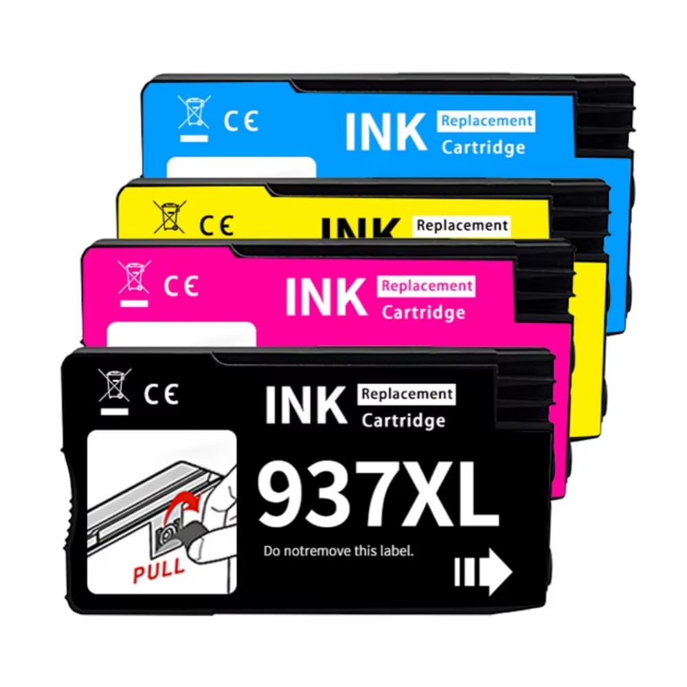 937XL 937e (avec puce) cartouches d'encre compatibles avec Pro 9135e 9125e 9720e 9132e 9122e 9730e 9120e 9117b 9120b 9130b 9110b (lot de 4)