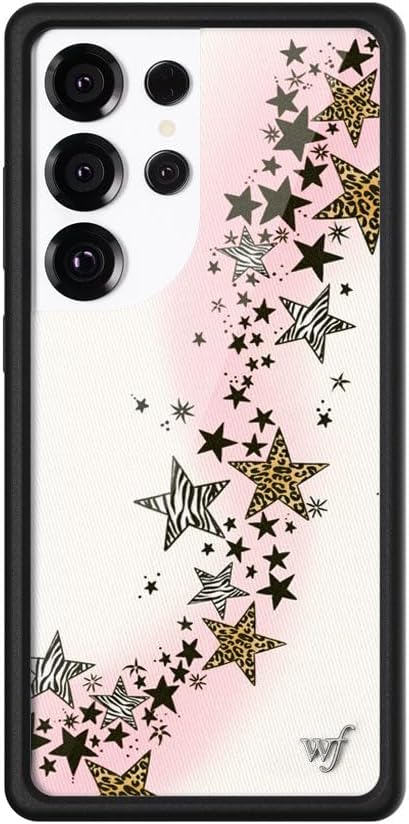 Wildflower Cases - Compatible with Samsung Galaxy S25 Ultra | Protective Black Bumper, 4ft Drop Test, Women Owned Small Business | Stars Animal Leopard Zebra Print Trendy Cute | Collab - Katie Fang