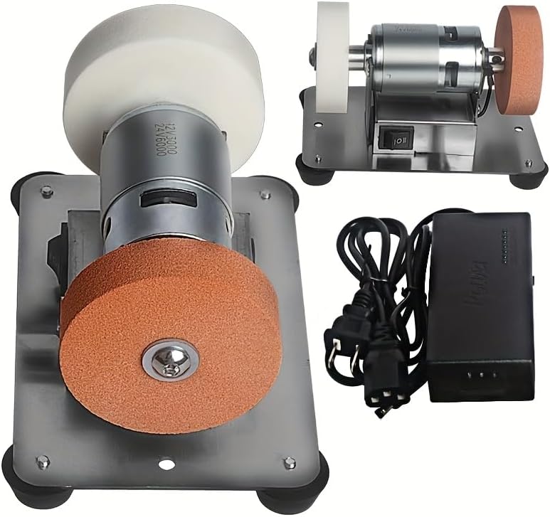 Mini Bench Grinder, Electric Multi-Purpose Grinding Machine for Metal, Wood, Knife Making, Jewelry Buffing, 6.3 x 3.5 Inch Base