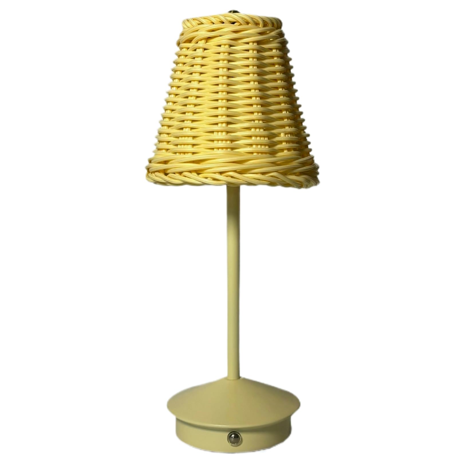 Brabola Rechargeable Rattan Table Lamp, Cordless Boho Wicker Desk Lamp 3-Way Dimmable Vintage Bamboo Nightstand Lamp with Touch Control for Farmhouse, Nursery, Bedroom (Beige)