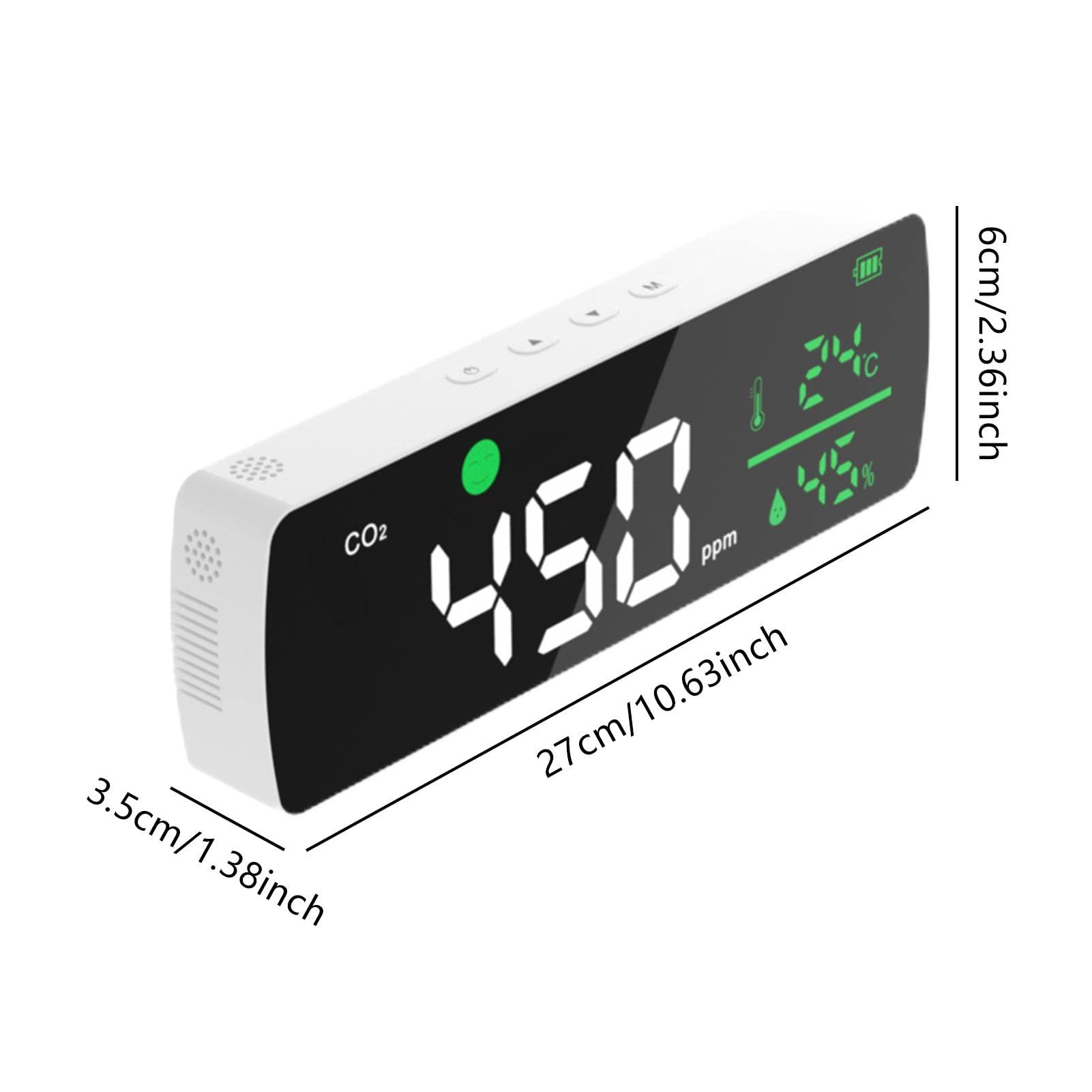 Yiida CO2 Escritorio - Detector dióxido Carbono Montaje en Pared - Medidor CO2 con Sensor NDIR, Calidad del Aire para monitorear el Nivel ppm Humedad