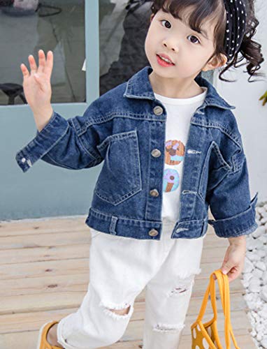 ASHER FASHION Little Girls Denim Jacket Long Sleeve Jean Coat Button Down Basic Cotton Outfit4