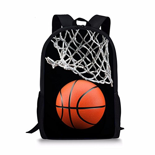 Coloranimal Teenager Boys School Bags 3D Basketball Schoolbag Black Bookbags