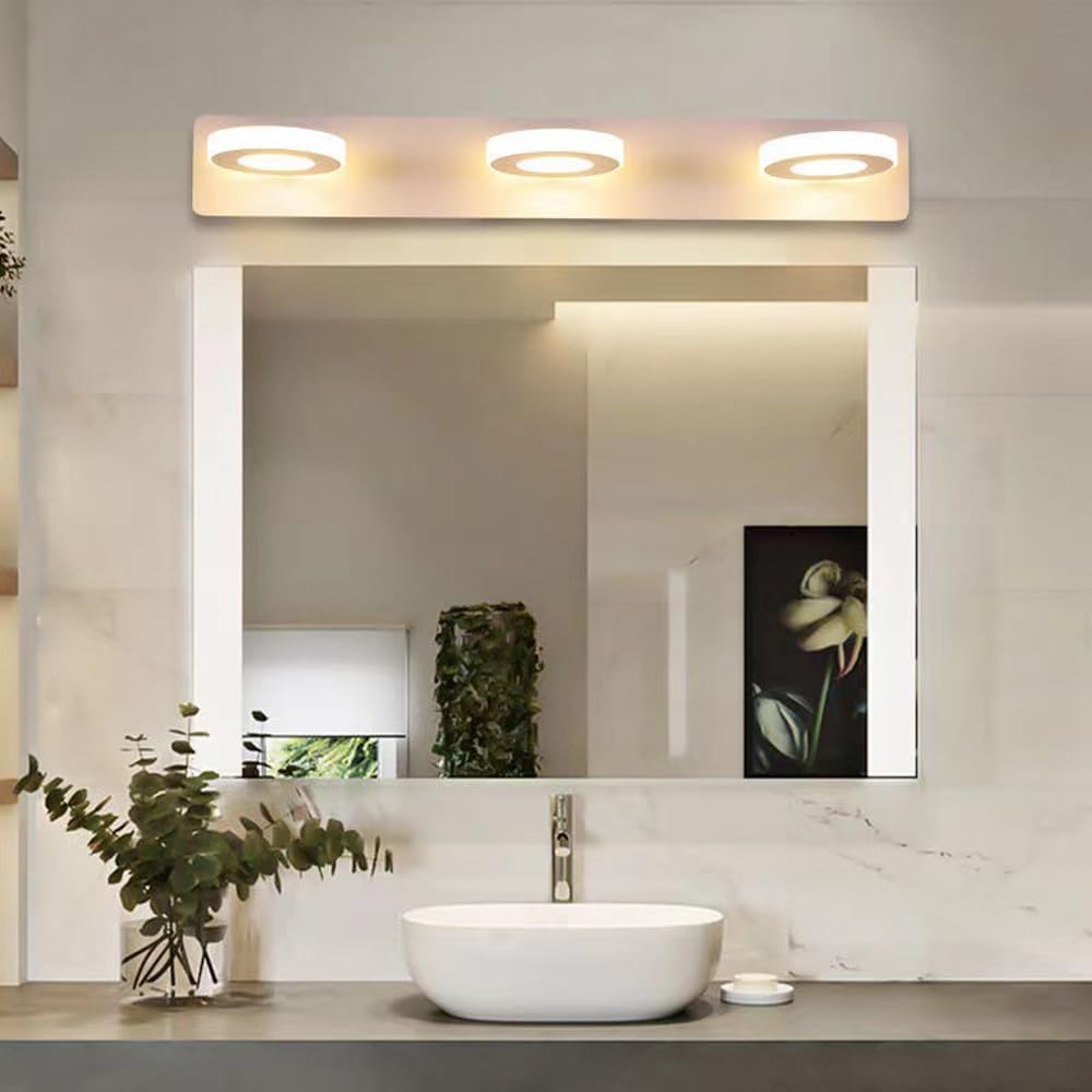 Lampa ścienna LED do lustra łazienkowego 15 W, obrotowa, 3 regulowane temperatury barwowe, oświetlenie ścienne, oświetlenie lustra (3 światła (15 w))
