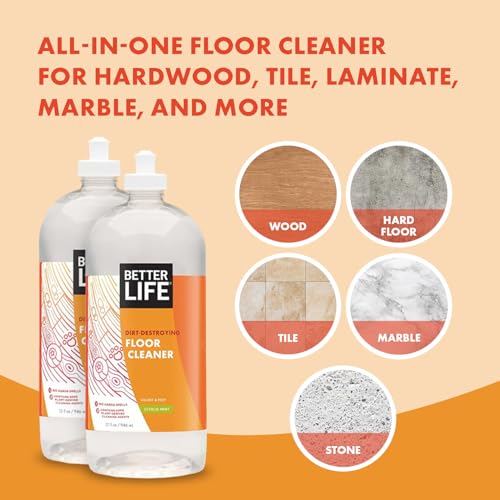 Image of Better Life Floor Cleaner - Liquid Multipurpose Cleaner for Wood, Tile, Laminate, Vinyl, Bamboo for Mopping - Citrus Mint 1 Gallon Refill