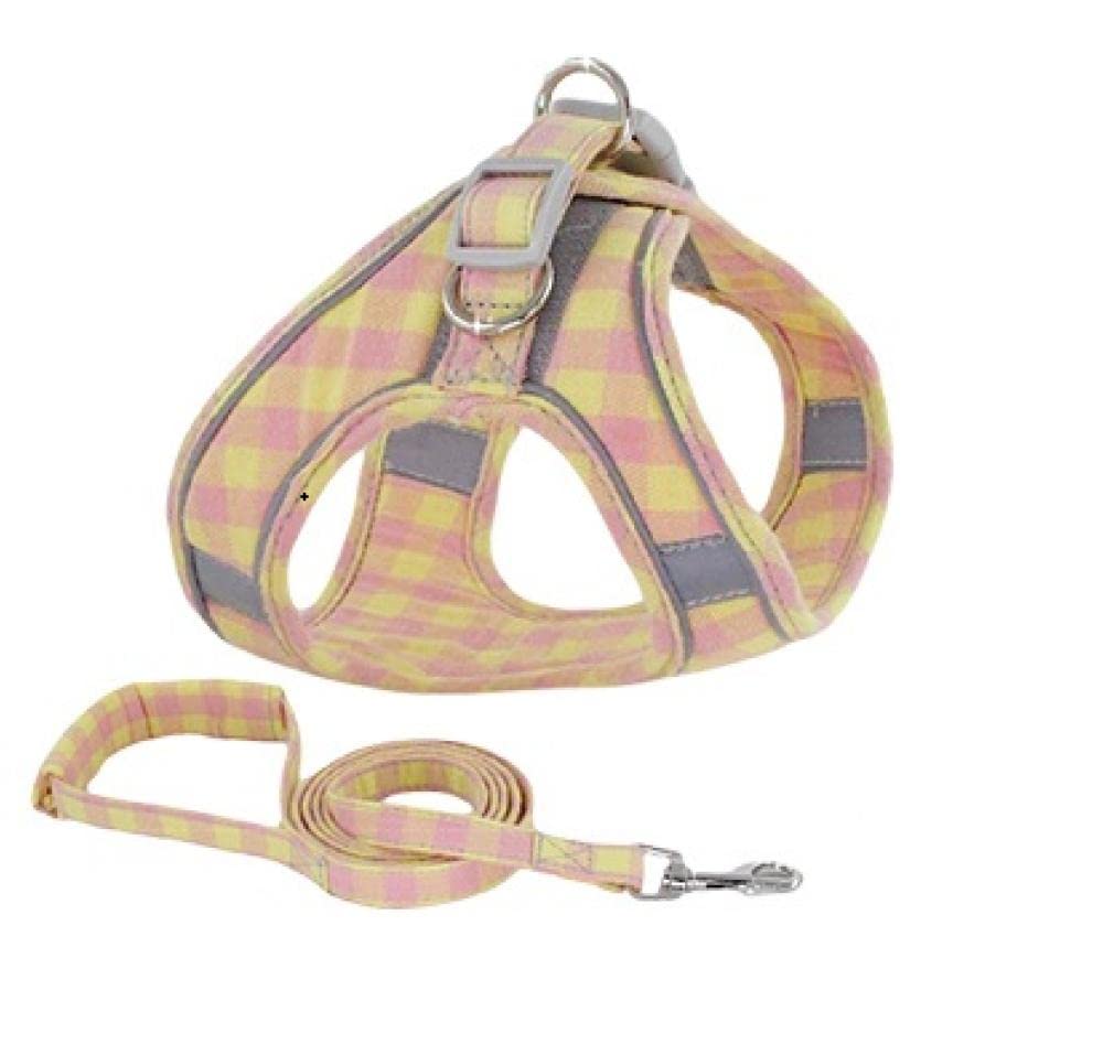 Chaleco Amarillo con Correa Ajustable para Cachorros y Gatos, Conjunto de Correa para pasear, arneses, Collar para Perros pequeños (Tallas S y XS).